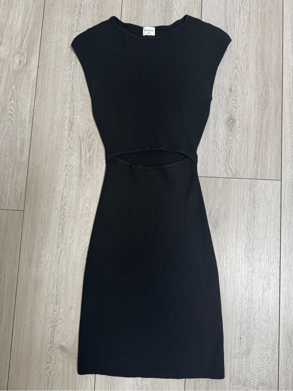 Wilfred Black Ribbed Cutout Mini Dress